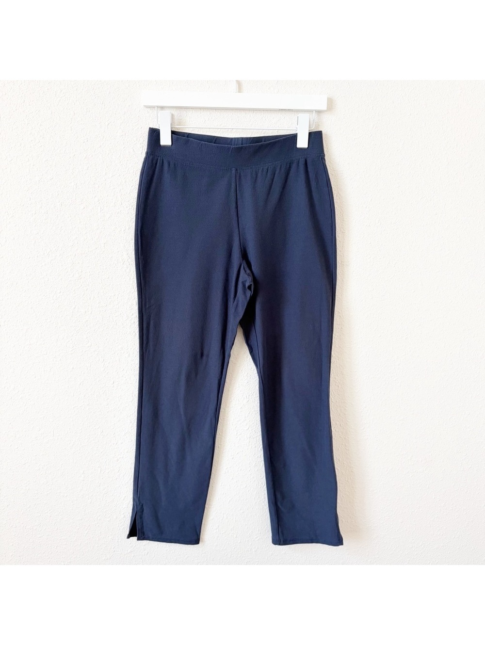 Eileen Fisher Washable Stretch Crepe Slim Cropped Pant Navy Blue Size XS Coastal